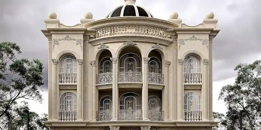 طراحی نمای کلاسیک مسکونی - عمارت گنبد