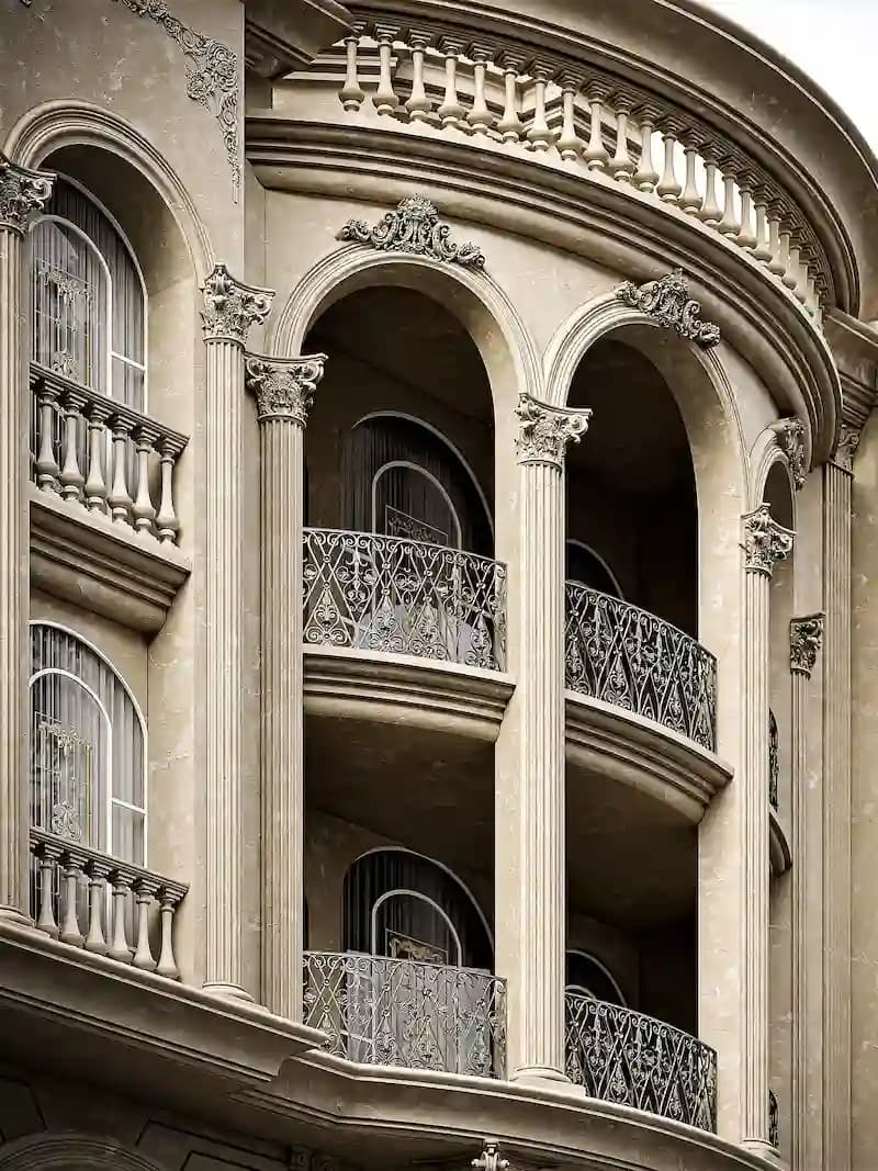 طراحی نمای کلاسیک مسکونی عمارت گنبد3